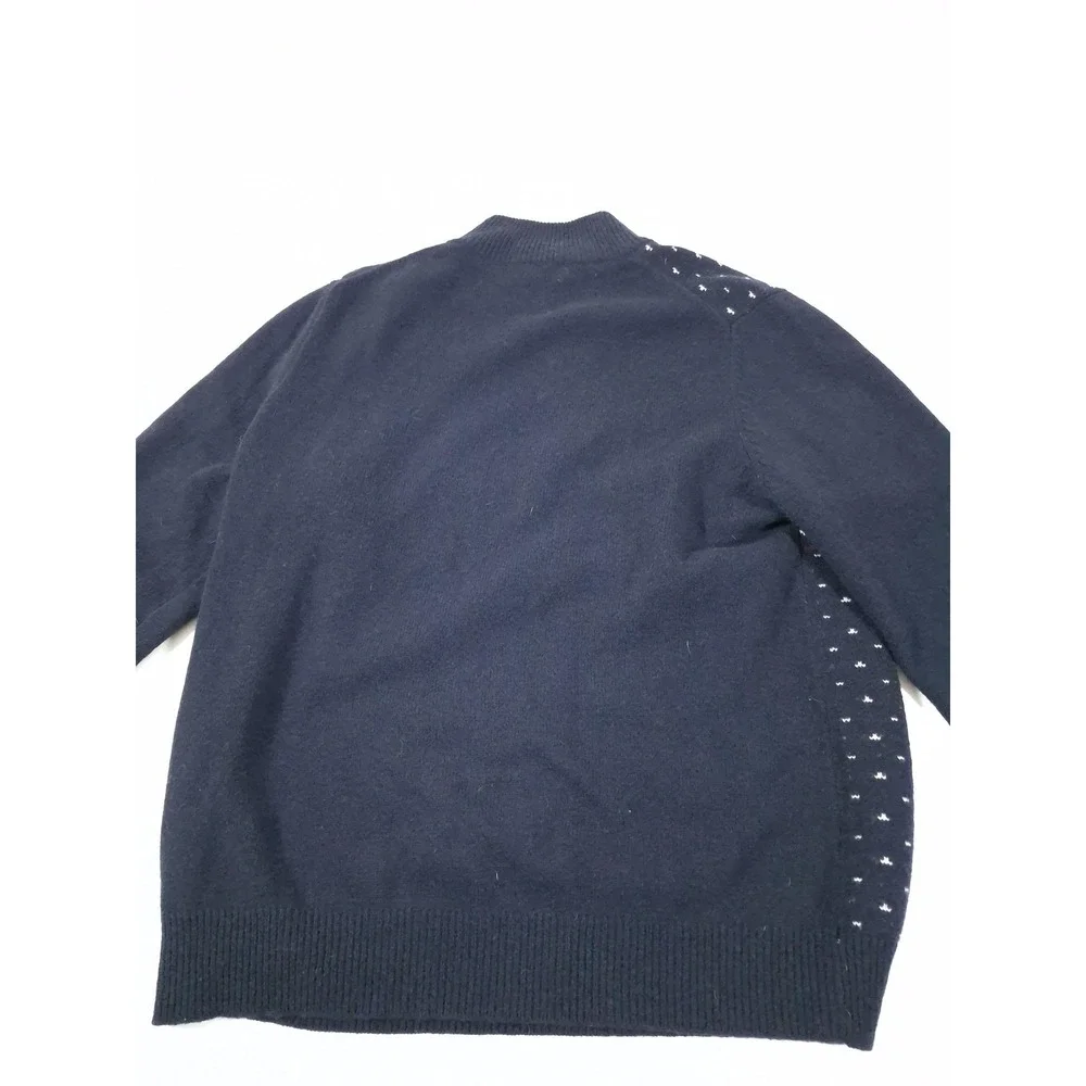 Brooks Brothers Sweater Mens L Blue Merino Wool 1/4 Zip Mock Neck Fair Isle
